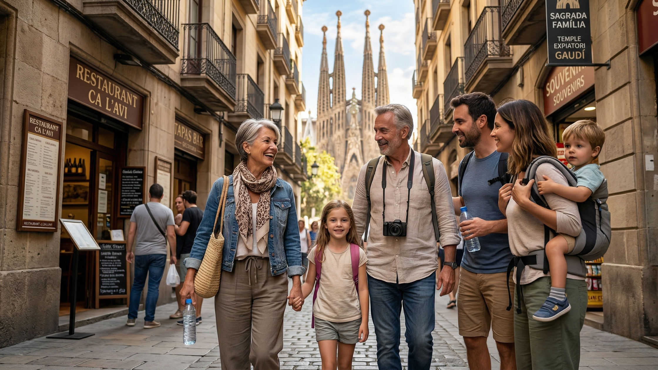 Rodzina na wakacjach w Barcelonie