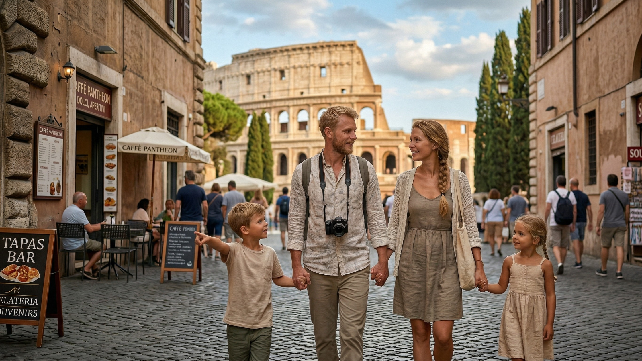 Rodzina z dziećmi na wakacjach w Rzymie